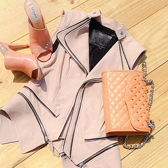 Rebecca Minkoff Quilted Studded Beige Shoulder Bag - Picture 15 of 17